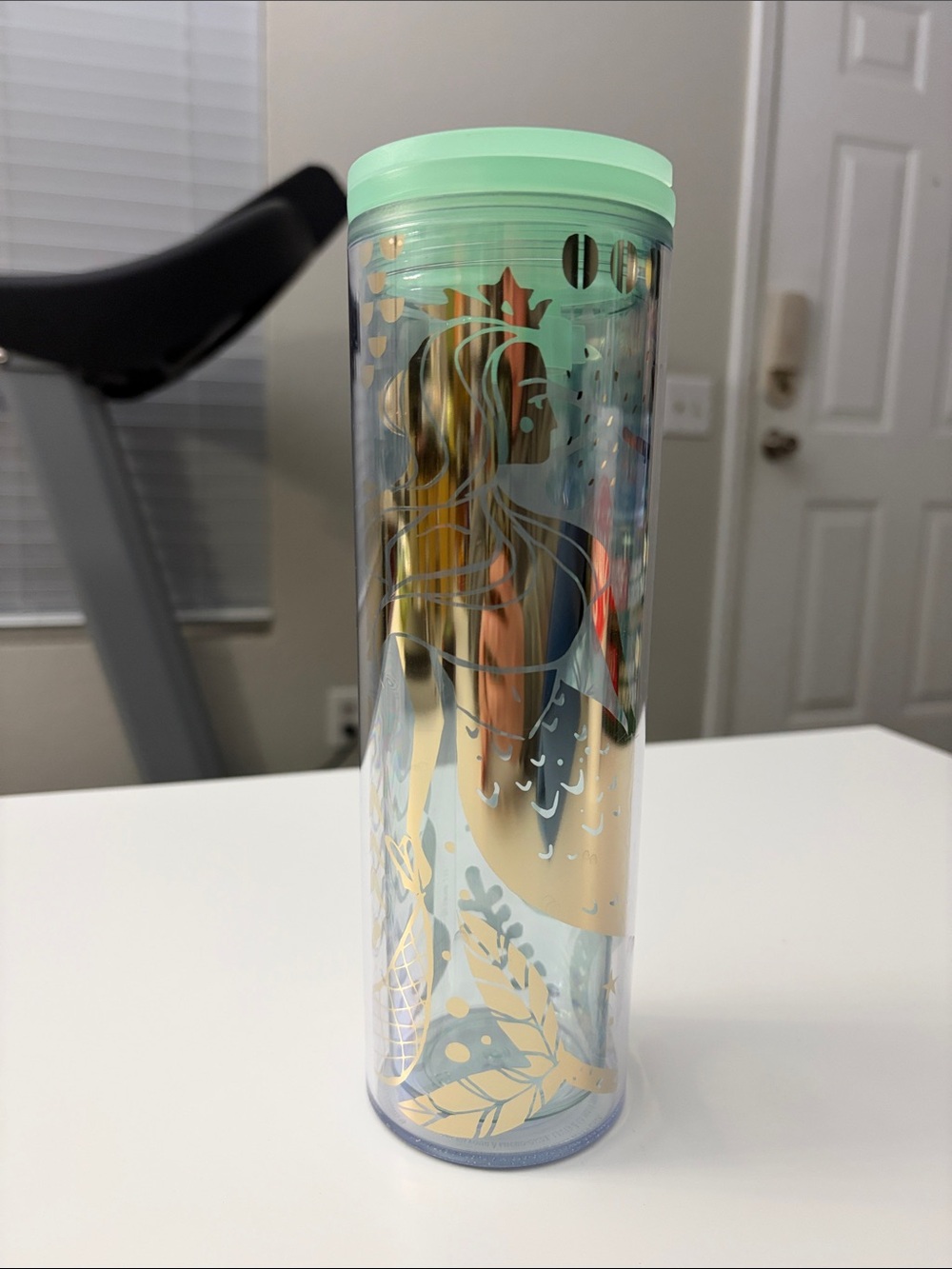 Starbucks Mint Green and Gold Mermaid Siren Clear Acrylic Cold Cup Tumbler 2020